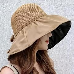 🍀新品未使用 つば広日除け 日焼け防止 帽子🍀の画像