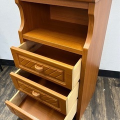 【中古品】アンティーク家具 KUROSHIO（クロシオ）3段 収納家具 電話台 木製 天然木 キャビネット ナチュラルブラウン 収納家具の画像