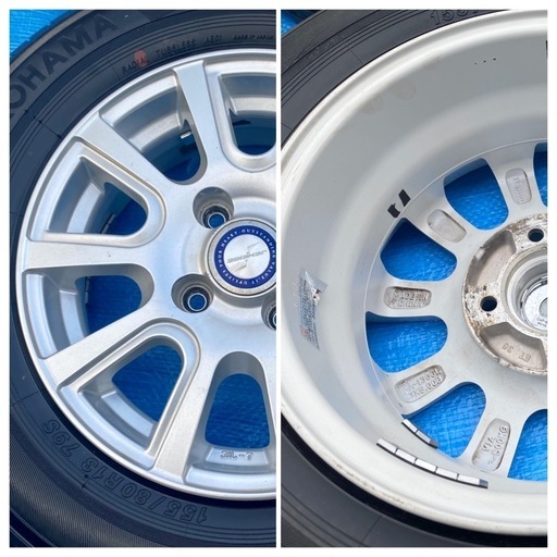 美品】155/80R13 2023年製 夏タイヤ 4本セット Wedsアルミ 美品】155/80R13 2023年製 夏タイヤ 4本セット Wedsアルミ