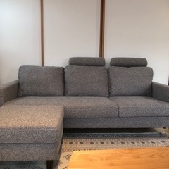 (値引き中)カウチソファ3人掛け　ヘッドレスト　オットマン付きの画像