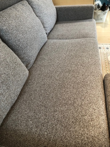 (値引き中)カウチソファ3人掛け　ヘッドレスト　オットマン付き