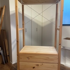 IKEA 木製引き出し3段付き　ラックの画像