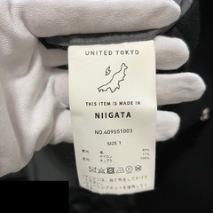 UNITED TOKYO ジロンラムウールVネックノーカラーコート　ブラック　黒【お値下げ不可】の画像