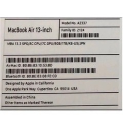 MacBook Air m1 1tbの画像