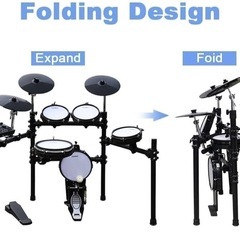 セール⭐︎電子ドラム セット 5ドラム3シンバル 自宅練習 折りたたみ式の画像