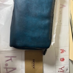 青 レザー 長財布「訳あり品」