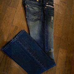 美品JAMES JEANSジーンズデニムパンツブーツカットダメージwash加工ボタンフライ27インディゴの画像
