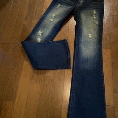 美品JAMES JEANSジーンズデニムパンツブーツカットダメージwash加工ボタンフライ27インディゴの画像