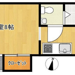 1ワンルーム ☆5/20 プロフ必読☆審査 初期費用 保証人無で...