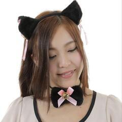 黒猫　萌え　ねこアイテム　4点セット 耳カチューシャ　首輪　肉球　しっぽの画像