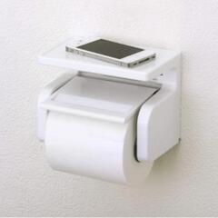 トイレットペーパーホルダー（ホワイト、スマホ置き、小物お階）の画像