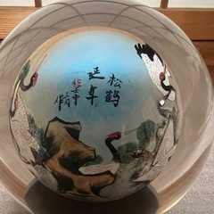 ガラス玉内絵　松鶴
