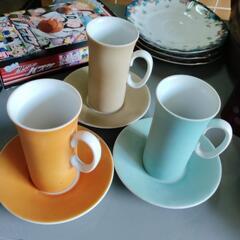昭和レトロなカラフルカップ＆ソーサー　コーヒーカップ1客〜3セッ...