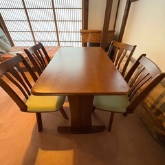 ダイニングテーブル　セット　120cm　木製　回転イス　ブラウン
