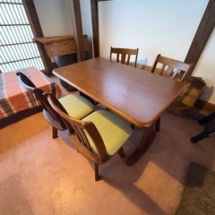 ダイニングテーブル　セット　120cm　木製　回転イス　ブラウンの画像