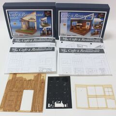 1/24 コバアニ模型工房 カフェ＆レストラン エントランス＋インテリア【組立済み】 SS-035/SS-036 カフェ＆レストランの入り口＋店内 cobaanii mokei 工房 ジオラマ フィギュア 木製の画像