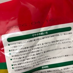 うさぎのエサと水飲みの画像