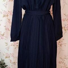 【🌟お譲り先決定】未使用　ロングシフォンワンピース　紺　M～L