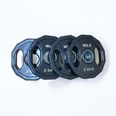 WILD FIT ラバーダンベル 37.5kg×2セット + IROTEC オリンピックシャフト×2（カラー付）【美品・高品質セット】 の画像