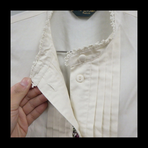 昭和 レトロ プリーツ 刺繍 バラ柄 薔薇 花柄 ブラウス シャツ