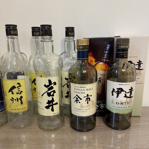美品】ウィスキー空瓶◼️余市 ◼️伊達◼️岩井◼️伊達 美品】ウィスキー空瓶◼️余市 ◼️伊達◼️岩井◼️伊達