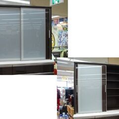 ニトリ 食器棚 ポスティア 幅120×奥49.5×高207cm ダークブラウン エナメル塗装 ソフトクロージング キッチンボード 札幌市 清田区 平岡の画像