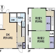 🤠 敷金礼金00‼️賃貸戸建　 川西市美園町６－４　能勢電鉄　「絹延橋」駅　2階2ＤＫ - 川西市