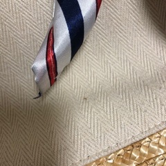 スカーフ付麦わら帆布バッグの画像