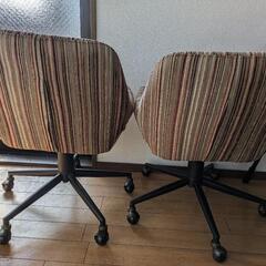 回転チェア　ストライプ　２脚の画像