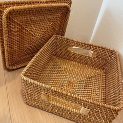 （個別譲渡可能）無印良品　重なるラタン角型バスケット各種　