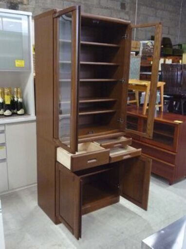 出口木工 食器棚 リビエラ 高さ191cm ブラウン系 上下分割式 キッチン