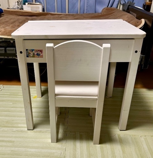 早い者勝ち！ 子ども 学習机 机•椅子セット 白 (ハシビロコウ