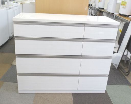 ニトリ 幅120㎝ 4段 ローチェスト ルシート120-LC WH 高さ101×奥行42