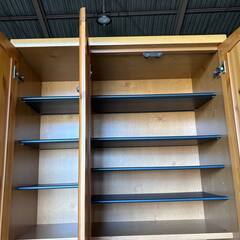 シューズボックス、パイン材正面、下駄箱、幅85cm 30足収納可能、Used/キレイの画像