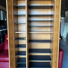 シューズボックス、パイン材正面、下駄箱、幅85cm 30足収納可能、Used/キレイの画像