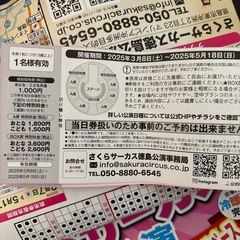 さくらサーカスチケット2枚＋チラシ1枚の画像