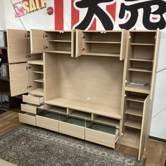 ジモティー限定価格！S238 ⭐ NITORI ニトリ 壁面ユニット サイドキャビネット付き TVボード Nウォーレン ナチュラル  幅150+40+40 USED 綺麗 の画像