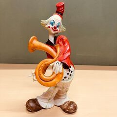 イタリア製 ピエロの置物（ホルン）約24cm