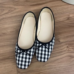 ＧＵパンプス　ギンガムチェック　バレエシューズMサイズ
