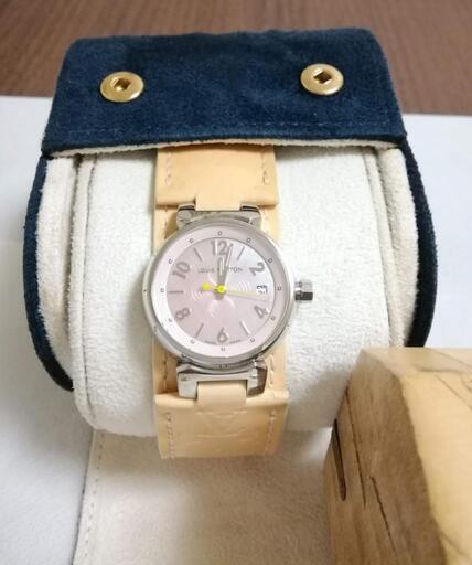 美品。LOUIS VUITTONルイヴィトンタンブールピンク腕時計 (aday