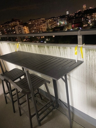 バルコニーを楽しむ。バーカウンターテーブル&ハイチェア2脚セット！