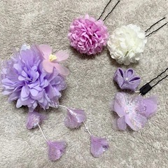 髪飾り 4点セット 紫 結婚式 成人式 七五三 かんざし 和装 着物 振袖の画像