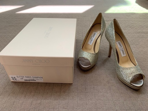 JIMMY CHOO GLITTER FABRIC CHAMPAGNE 35