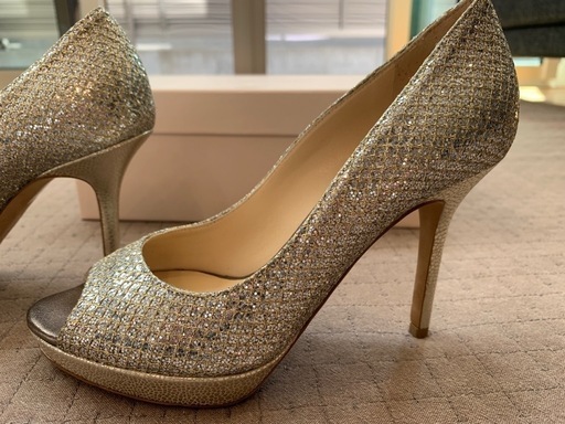 JIMMY CHOO GLITTER FABRIC CHAMPAGNE 35