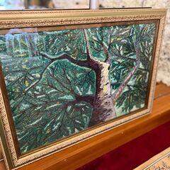 油彩画「大樹」額装作品／店舗改装・新築建て替えに伴い、装飾品・備...