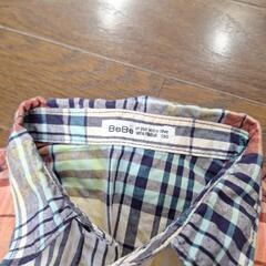 130cmセット BeBe HuSHuSH crocs チェックシャツとボーダーTシャツの画像