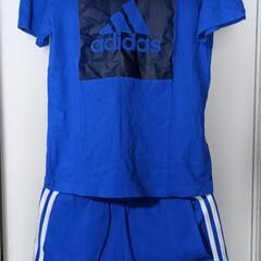 160cm adidasジャージ上下 半袖短パン+2枚の画像