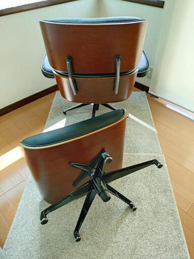 【引取希望】パーソナルチェア＆オットマン　イームズ　リプロダクト品　黒　レザー パーソナルチェア＆オットマン黒レザーイームズリプロダクト品