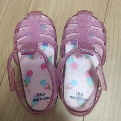 女の子16cmラバーサンダル、ビニールサンダル、マイメロプールバッグの画像