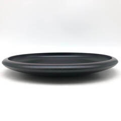ss7518　天然木 菓子鉢 直径30cm 黒 無地 菓子皿 菓子器 菓子入れ 大皿 丸皿 木製 和食器 菓子鉢 中古の画像